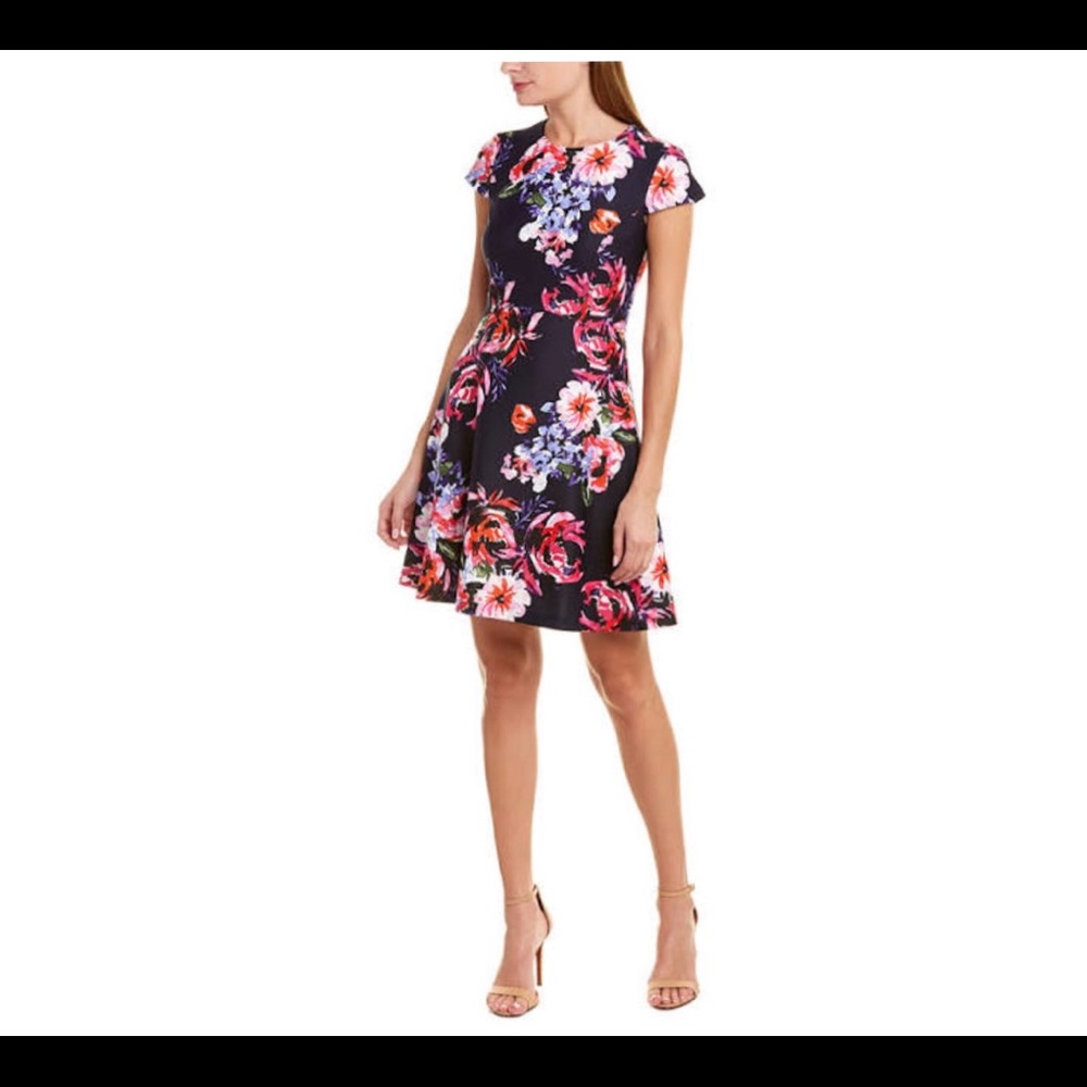 Vince Camuto Floral Cap Sleeve Dress